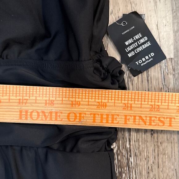 NEW Torrid Black Asymetrical One Piece Swim Dress Size 4X Wireless Cups V-Neck - Picture 10 of 12